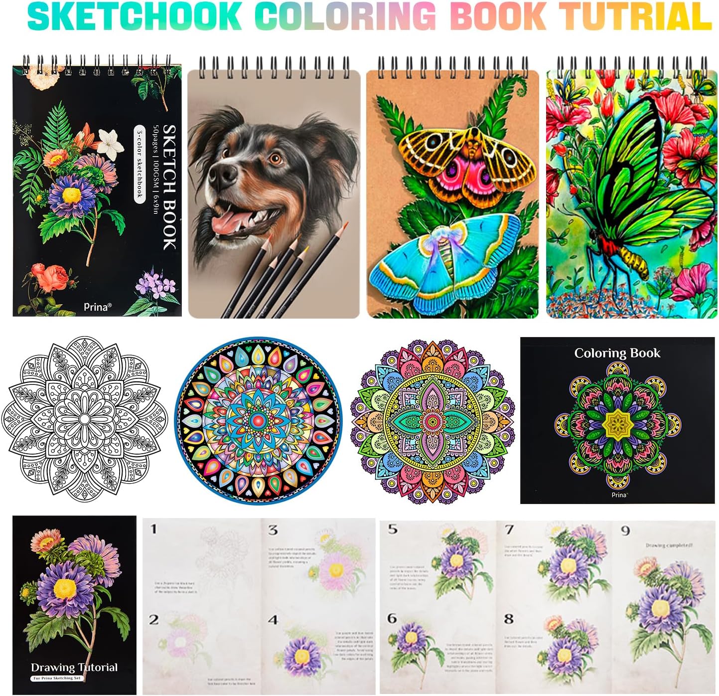 PRINA 81 Drawing Set Sketching Kit, Pro Sketch Pencils Art Supplies with Rainbow, Colored, Graphite, Watercolor, Metallic, Charcoal Pencil, Sketchbook, Coloring Book, Gift Case for Artists Adults Kids - Image 7