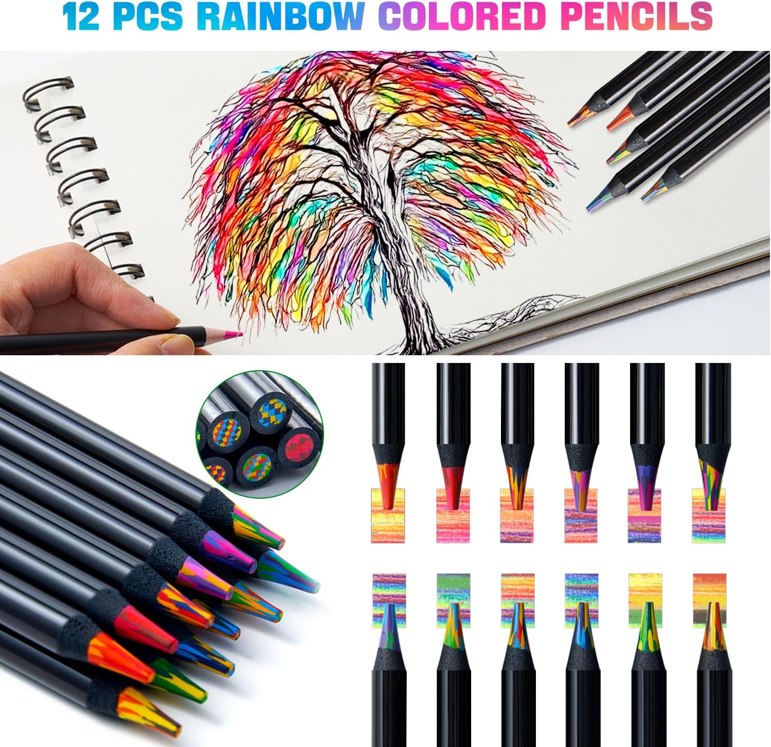 PRINA 81 Drawing Set Sketching Kit, Pro Sketch Pencils Art Supplies with Rainbow, Colored, Graphite, Watercolor, Metallic, Charcoal Pencil, Sketchbook, Coloring Book, Gift Case for Artists Adults Kids - Image 6